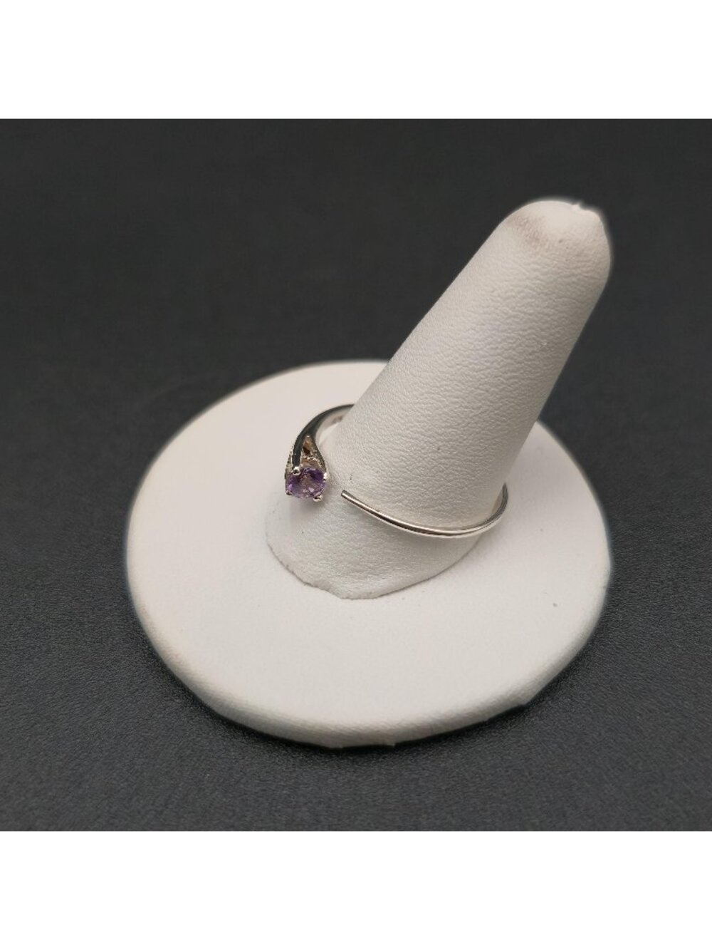Size 10 Sterling Silver Amethyst Open Bypass Minimalist Band Ring A8835